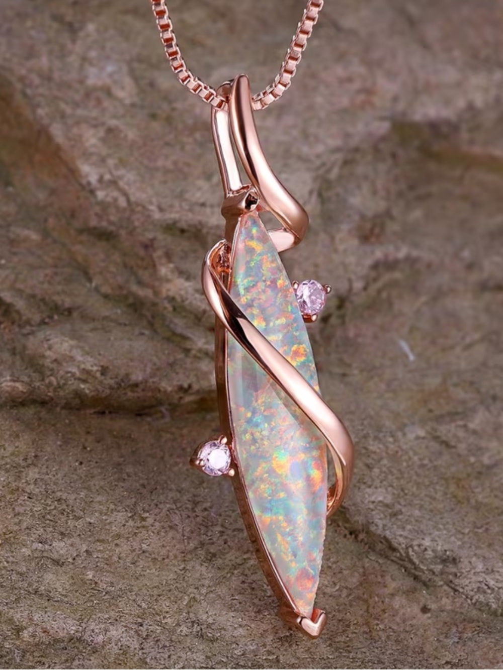Rose Golden White Opal